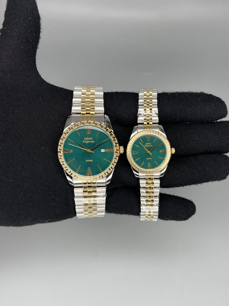 ساعت ست کلاسیک الگانس دو رنگ طلایی صفحه سبز Elegance 2634 - تصویر 1
