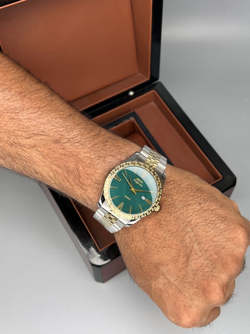 ساعت ست کلاسیک الگانس دو رنگ طلایی صفحه سبز Elegance 2634 - تصویر 3