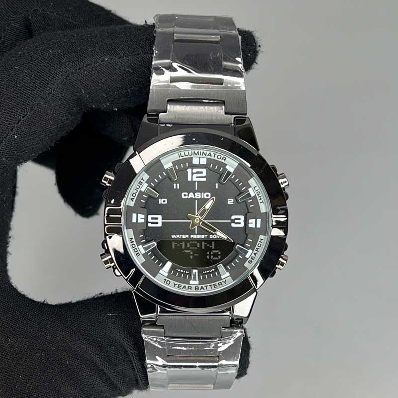 casio10-2 ساعت مچی کاسیو مردانه فول مشکیCasio 50M-1