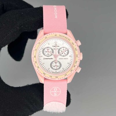 ساعت مچی امگا سواچ مون شاین صورتی Omega Swatch Mission MOONSHINE