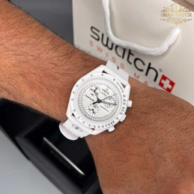 ساعت مچی امگا سواچ مون شاین سفید Omega Swatch Mission MOONSHINE