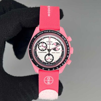 ساعت مچی امگا سواچ مون شاین صورتی Omega Swatch Mission MOONSHINE