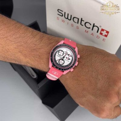 ساعت مچی امگا سواچ مون شاین صورتی Omega Swatch Mission MOONSHINE