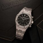 ساعت زنانه اودمار پیگه نقره ای صفحه مشکی Audemars piguet 2130