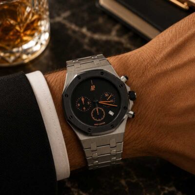 ساعت مردانه اودمار پیگه سه موتوره صفحه مشکی Audemars piguet Royal Oak 4130