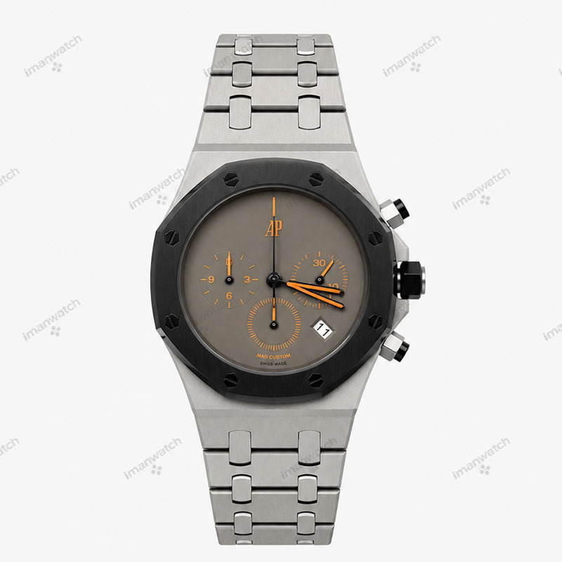ap7-1 ساعت مردانه اودمار پیگه سه موتوره صفحه خاکستری Audemars piguet Royal Oak 4131