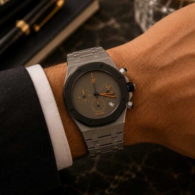 ساعت مردانه اودمار پیگه سه موتوره صفحه خاکستری Audemars piguet Royal Oak 4131