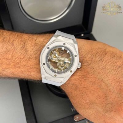 ساعت مردانه هابلوت هندسی اتومات طوسی HUBLOT BIG BANG H96311
