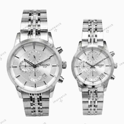 ساعت ست سیکو سه موتوره سیلور صفحه سفید Seiko 8882