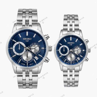 ساعت ست سیکو سه موتوره سیلور صفحه سرمه ای Seiko 8883