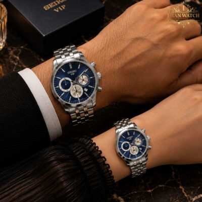ساعت ست سیکو سه موتوره سیلور صفحه سرمه ای Seiko 8883