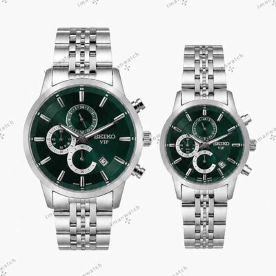 ساعت ست سیکو سه موتوره سیلور صفحه سبز Seiko 8885