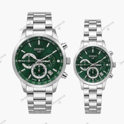 ساعت ست سیکو سه موتوره سیلور صفحه سبز Seiko 8887