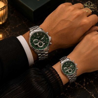 ساعت ست سیکو سه موتوره سیلور صفحه سبز Seiko 8887