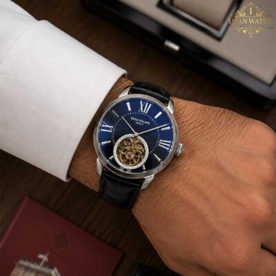 ساعت مچی مردانه پتک فیلیپ سیلور صفحه سرمه ای Patek Philippe 5046