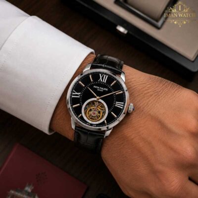ساعت مچی مردانه پتک فیلیپ سیلور صفحه مشکی Patek Philippe 5048