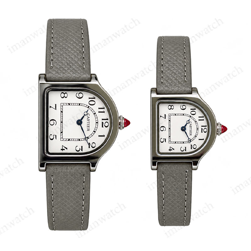 cartier1-2 ساعت ست کارتیر کلوش سیلور بند چرمی طوسی Cartier Cloche