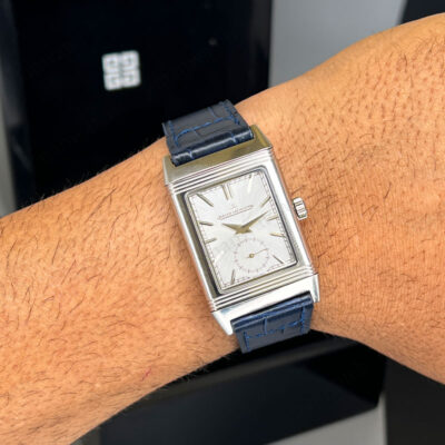 ساعت مچی مردانه ژژر لوکولتر صفحه دوطرفه بند سرمه ای Jaeger-LeCoultre