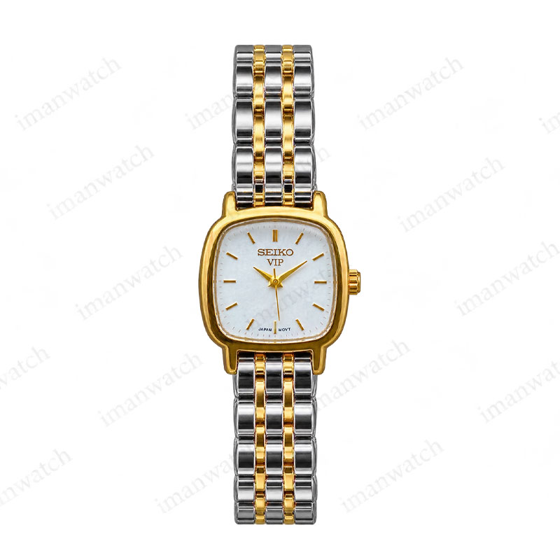 seiko6-1 ساعت مچی زنانه سیکو دو رنگ طلایی صفحه سفید Seiko 2523L