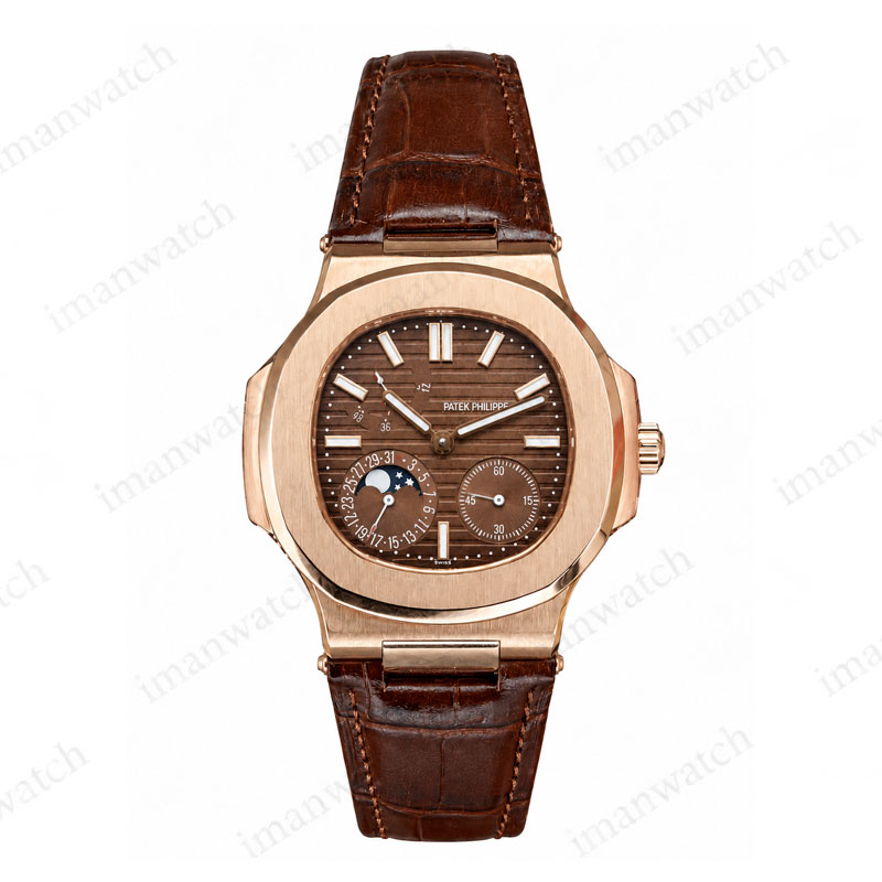 patek1-1 ساعت مردانه پتک فیلیپ ناتیلوس رزگلد صفحه قهوه ای Patek Philippe